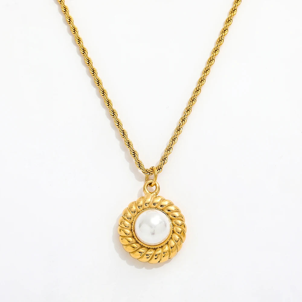 Joolim Jewelry 18K Gold Plated Delicate Pearl Rope Chain Necklace Stainless Steel Jewelry Wholesale