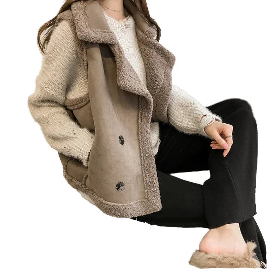 Liu Ming Popular Product Korean Fashion Winter Jacket Coats Women's Sleeveless Faux Lamb Wool Vest Tops Single Button Vintage