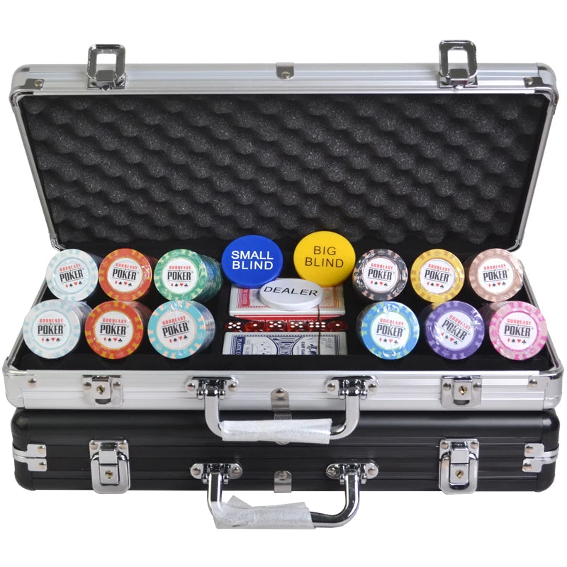 High Quality Professional Casino Clay Poker Chips Set Luxury 300 Chips 14g Weight Case Colorful Customized Logo Standard JIAYI