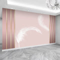Tv Sofa Background Wallpaper Decoration 8d Bedroom 3d Three-Dimensional Feather Mural Modern Simple Bedside Wallpaper