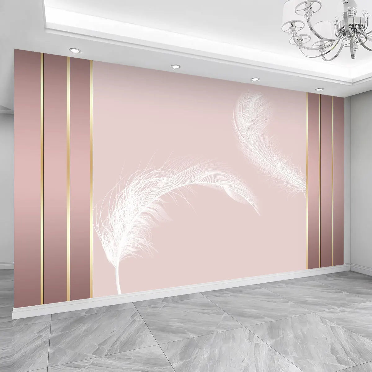 Tv Sofa Background Wallpaper Decoration 8d Bedroom 3d Three-Dimensional Feather Mural Modern Simple Bedside Wallpaper