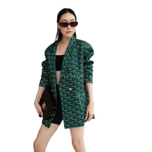 2025 Factory Direct Sales New Women's Long Sleeve Double Breasted Casual Suit Coat Button Decoration Spring Autumn Business