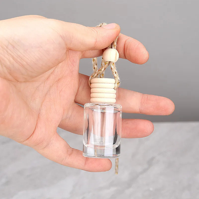 Luxury Transparent Glass Perfume Diffuser for Car Air Freshener 5ml 8ml 10ml Capacity with Wooden Screw Cap MOQ 100pcs