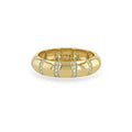 LOZRUNVE 925 Sterling Silver Minimalist Pave CZ Big Wide Band Gold Dome Chunky Ring