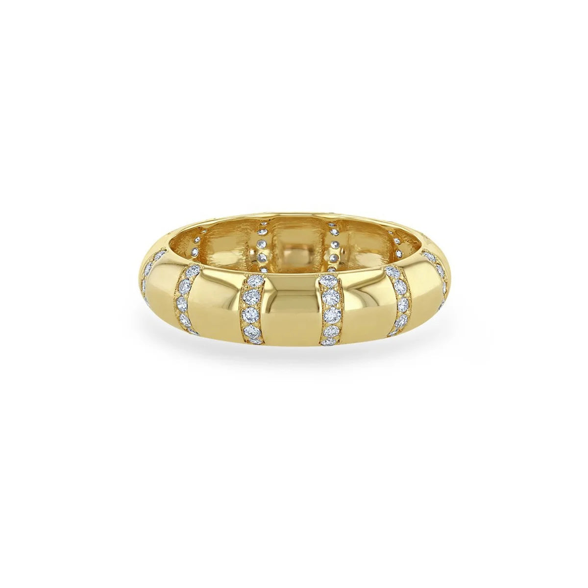 LOZRUNVE 925 Sterling Silver Minimalist Pave CZ Big Wide Band Gold Dome Chunky Ring
