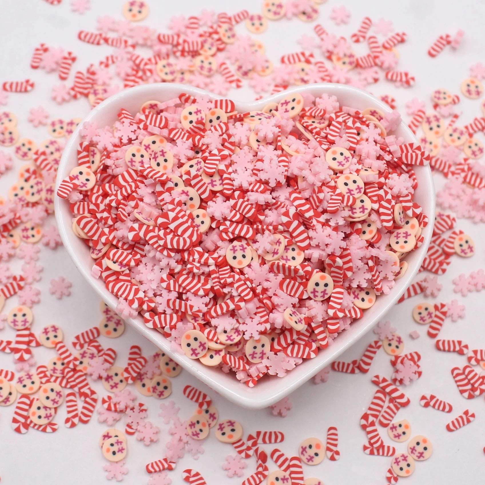 1KG Christmas Series Red Crutch Fawn Mixed Pink Snowflake Non-toxic Clay Slices Sprinkles 5-6mm Portable DIY Slime Crafts