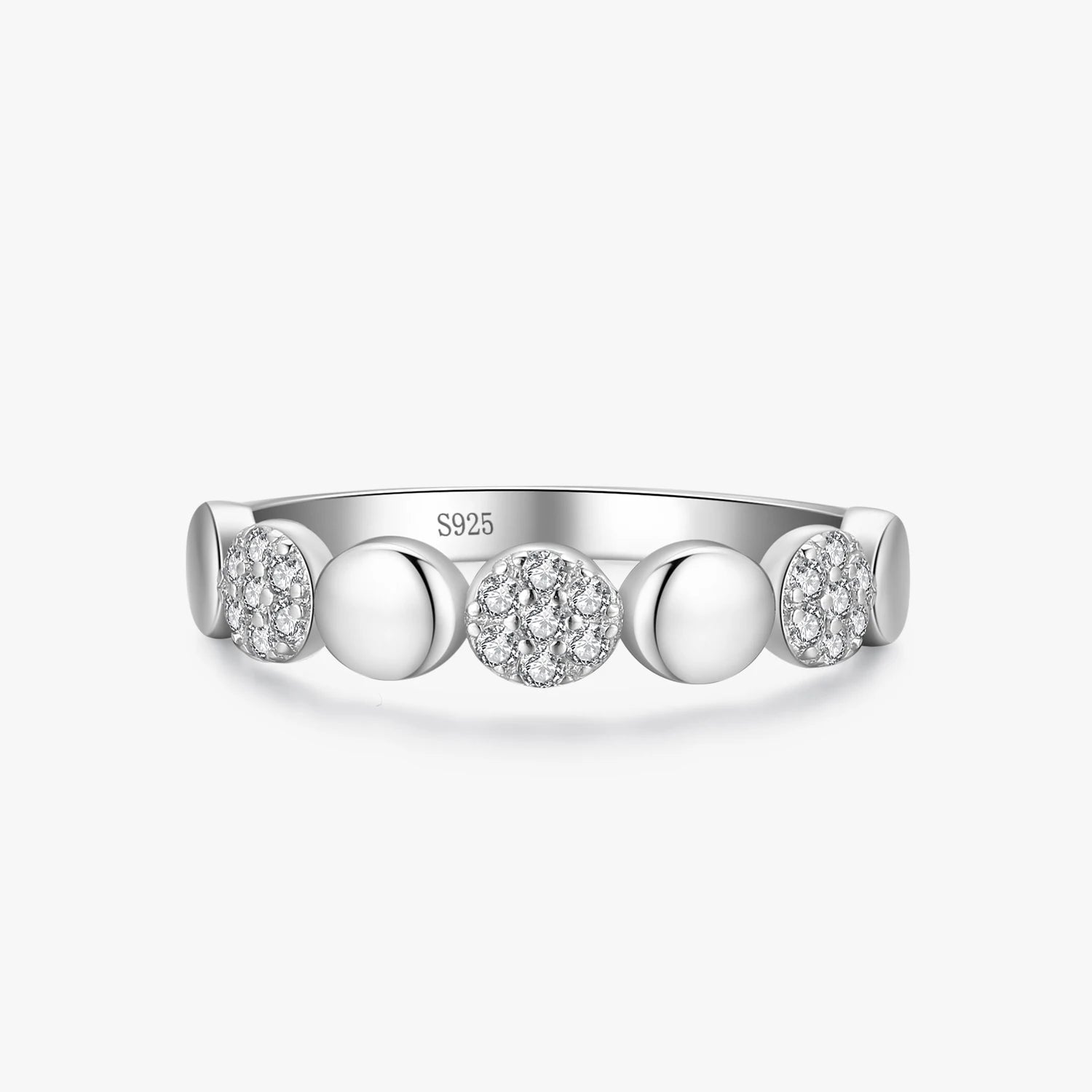 Ailmay Top Quality Real 925 Sterling Silver Dazzling Clear Zircon Classic Round Finger Ring for Fine Female Fashion Jewelry