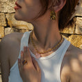 Waterproof 18K Gold Plated Stainless Steel Bead Chain Transparent Quartz Glass Stone Heart Pendant Necklace MegaBDM