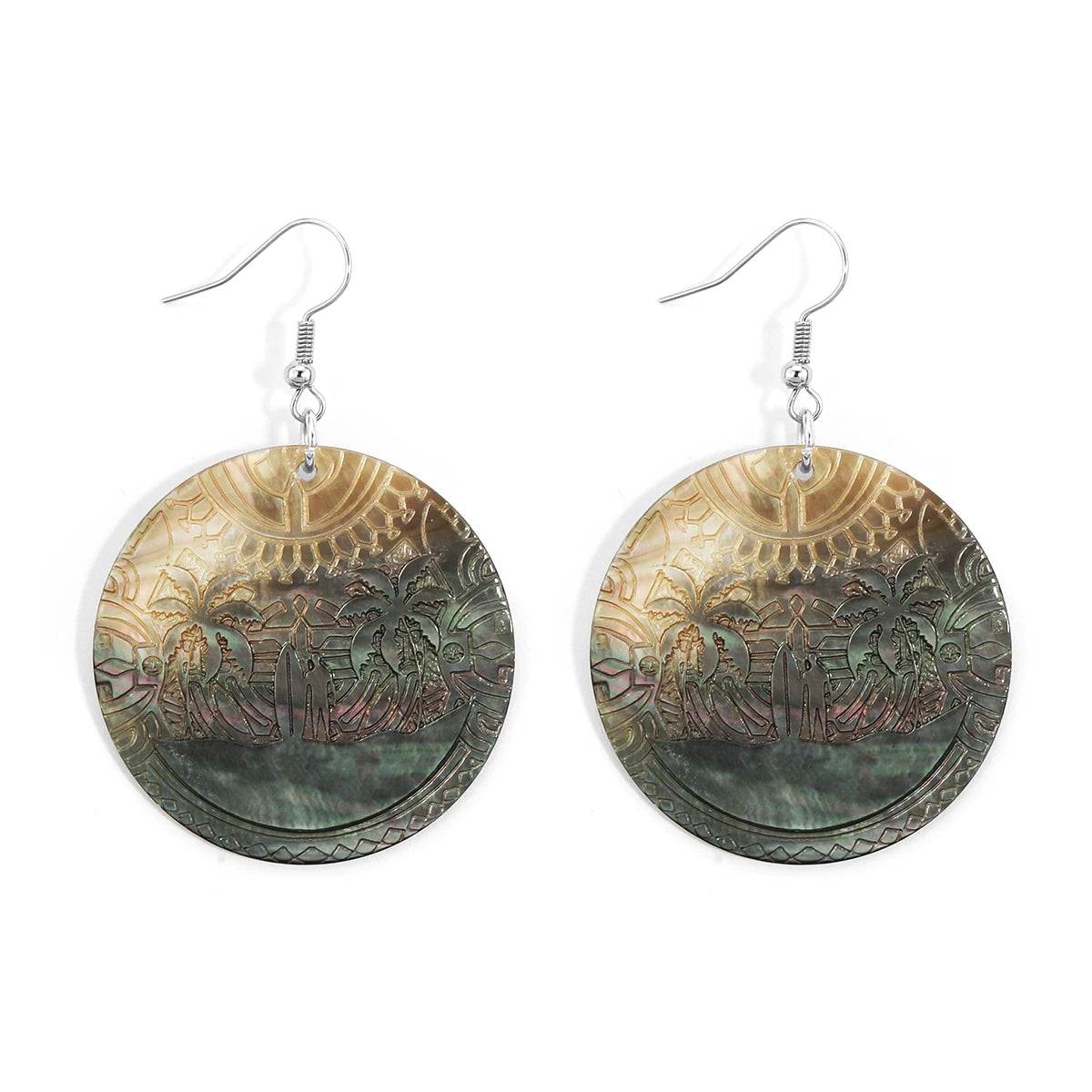 2024 New Hawaiian Style Designer Carven Vacation Plam Tree Surfing Natural Shell Women's Accessories Fashion Jewelry Earrings