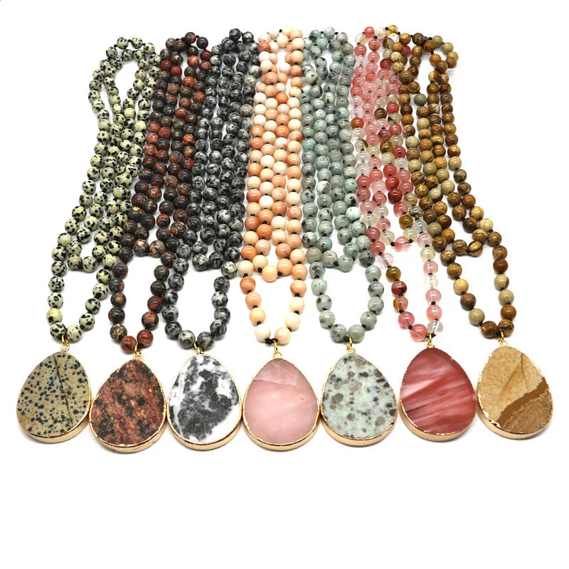 Hot Factory Multicolor Long Water Drop Beaded Necklace Pendant Jewelry Women & Children's Agate