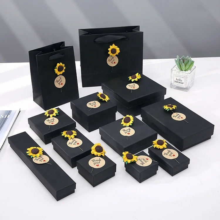 Low Price Small Black Box  Present Craft Gift Ring Necklace Bracelet Cufflink  Paper Jewelry Box for Packaging
