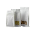 with Window White Kraft Stand up square Bottom Pouch for Food Nuts Coffee with Zipper Manufacturer