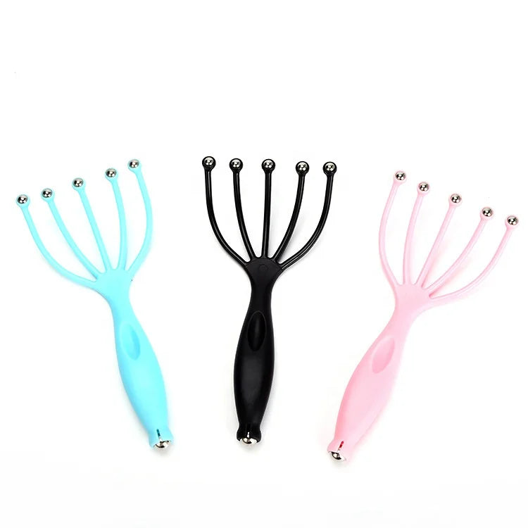 Wholesale Custom Logo Steel Ball Head Massage Relaxation Hair Massager Scalp Five Finger Head Scalp Massager