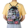 Custom Full Graffiti Digital Print Heavy 600D Polyester Teens Students Cinch Unisex Bag Outdoor Drawstring Gift Backpack