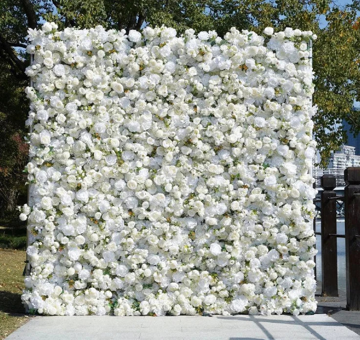 White Rose Artificial Flower Wall Props for Wedding Party Christmas Graduation New Year or Mother's Day Backdrop Decoration