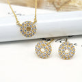 18k Carat Gold Jewelry Set Real Gold Circle Pendant Necklaces Rings Earrings for Women Jewelry