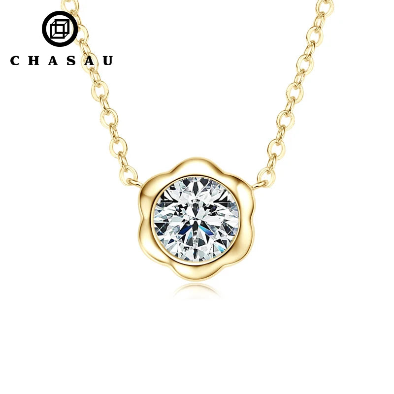 2025 Dainty VVS1 D Color Moissanite Diamond Petal Shaped Pendant Necklace for Women S925 Sterling Silver Jewelry Girl Wholesale