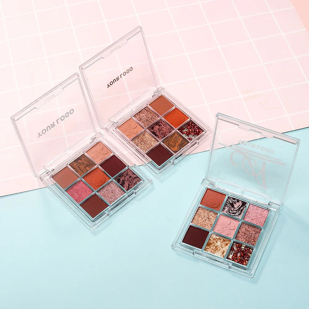 Wholesale 9 Color Cosmetic Palets Eye Shadows Eyeshadow Hight Pigment Vegan Private Label Eyeshadow Palette Waterproof