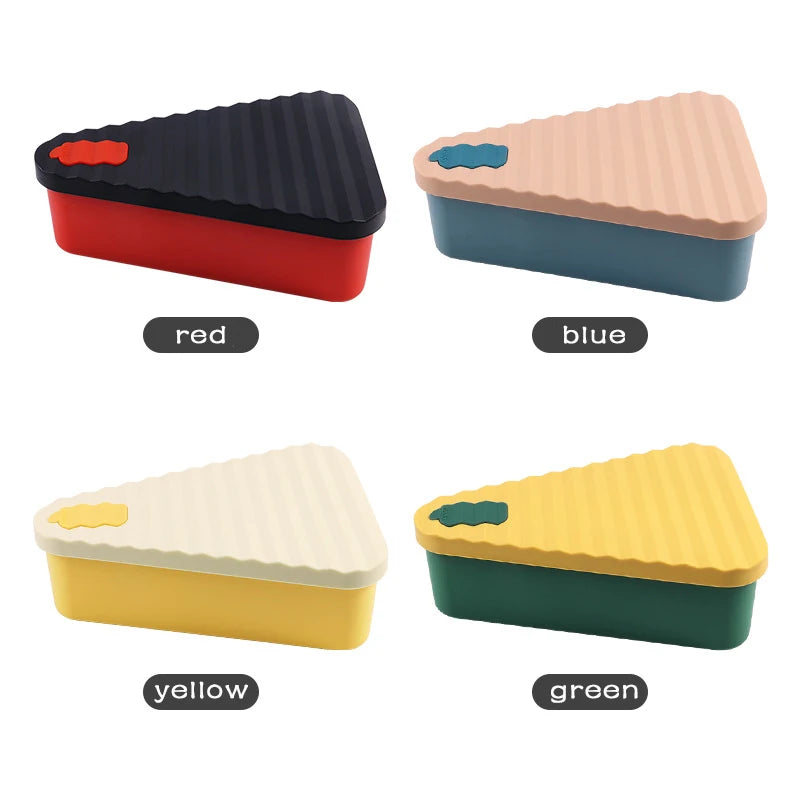 Reusable Silicone Pizza Storage Container Multicolorful Triangle Pizza Box With Lids and 3 Trays