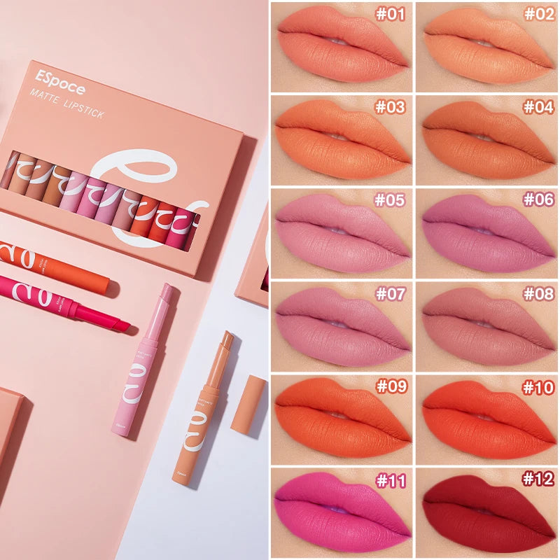 ESPOCE Wholesale Matt Lipsticks(New) Vegan Matte Nude Lipstick Set Waterproof Long Lasting Vegan Lipstick Private Label