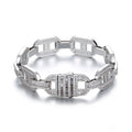 Luxury Men's Hip Hop Silver Plated Brass Zircon Geometric Chain & Link Bracelet 20cm for Wedding & Anniversary