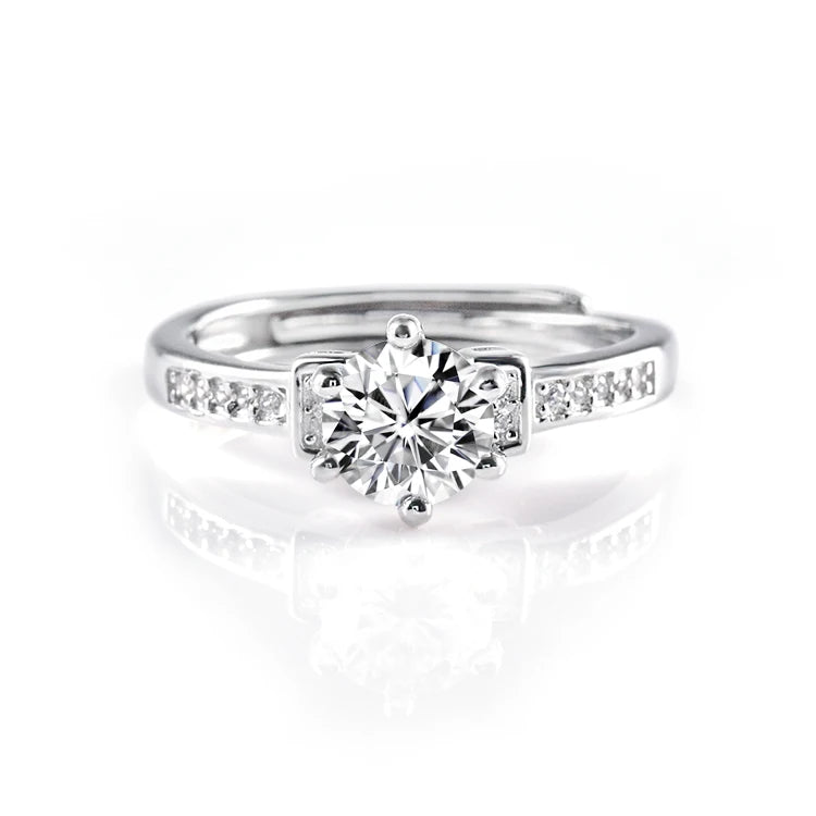 925 Sterling Sliver Ring 1/2/3ct Moissanite D VVS1 Finger Ring for Girls