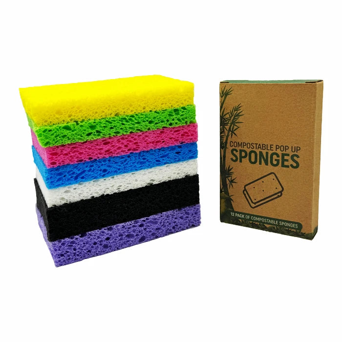 Absorbent Pop up Natural Cellulose Compressed Sponges  Wood Pulp Thicker Dishwashing Sponge