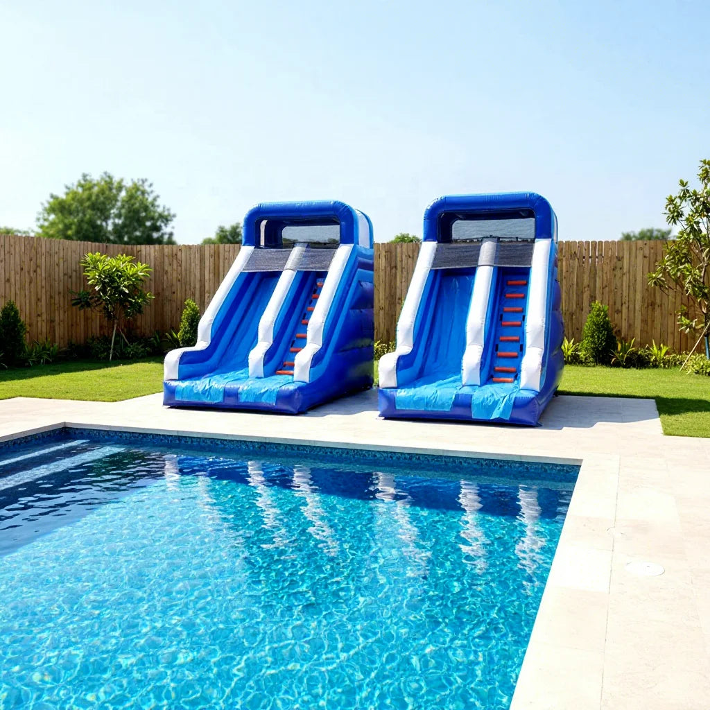 Commercial Grade Inflatable PVC Outdoor Water Slide for Adults and Kids 5-10 Passengers Wet/Dry Use for Home & Water Park