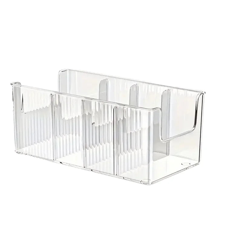 Transparent Plastic Foldable Storage Box for Spice Snacks Countertop Use Adjustable Dividers Multi-Purpose Small Item Bin 10-20L