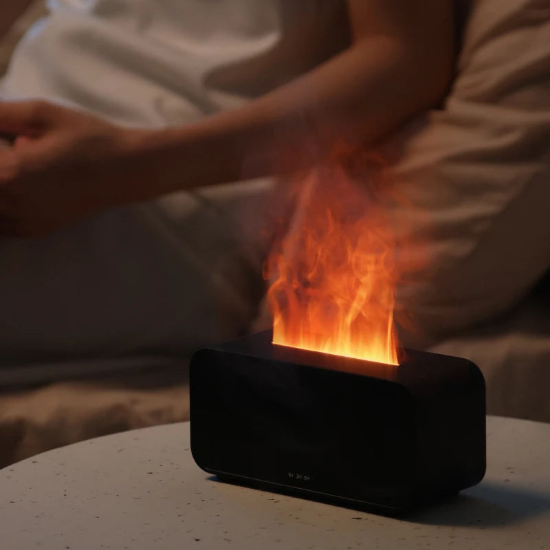 Flame Diffuser Home Mini Smart Desktop Quiet Seven-color Atmosphere Simulation Flame Smart Humidifier with Add Essential Oils