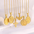 Joyas De Collar De Acero Inoxidable Para Mujeres Stainless Steel 18K Gold Angel Virgin Mary Cross Pendant Link Chain  Necklaces