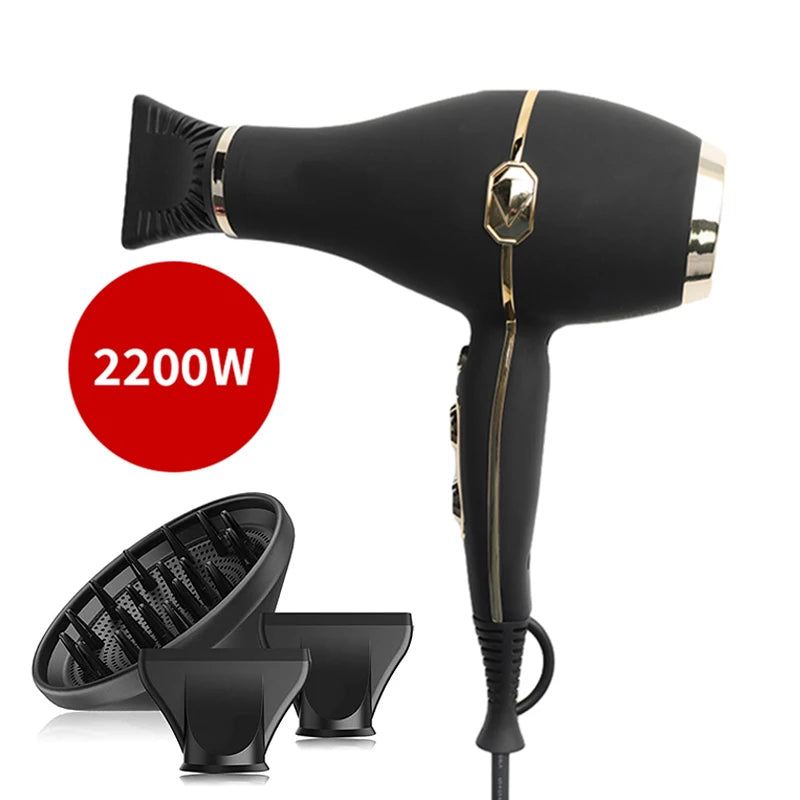 Matt Black Luxury Portable Hair Dryer for Curly Hair Blow Dryers with Concentrators