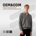 American Custom Men's for POLO Lapel V Neck Long Sleeve Spring Autumn Pullover Sweater Solid Color Thick Needle Knitted Sweater