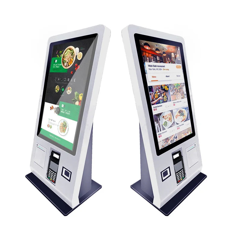 24 Inch Desktop Design Android Capacitive Inbuilt QR Barcode 80mm Terminal Printer Self Service Touch Screen Payment Kiosk