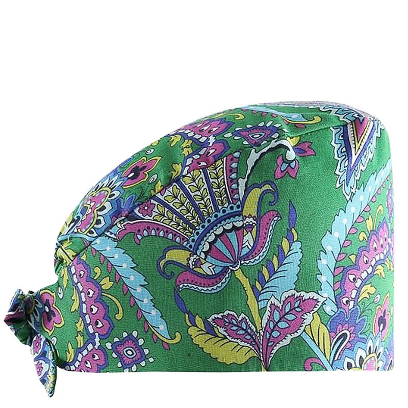 Doctor Scrub Hats Cotton Cartoon Printing Pet Veterinary Hat Sweat-absorbent Hat Laboratory Work Scurbs Hat