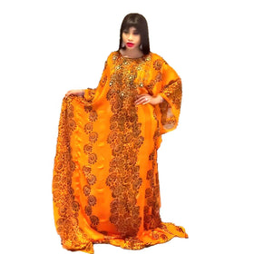 Promotion Africa Womens Two Piece Sets Rhinestone Two Piece Set Chiffon Printing Modest Evening Dress