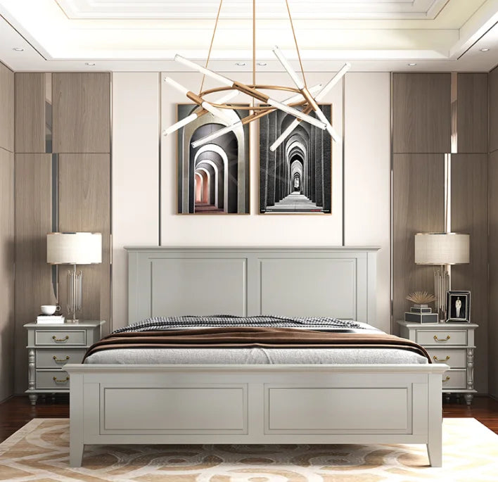 Upholstered Modern Wood Beds Luxury Bedroom Soft Bed Simple Style Bedroom Set Soft Bed
