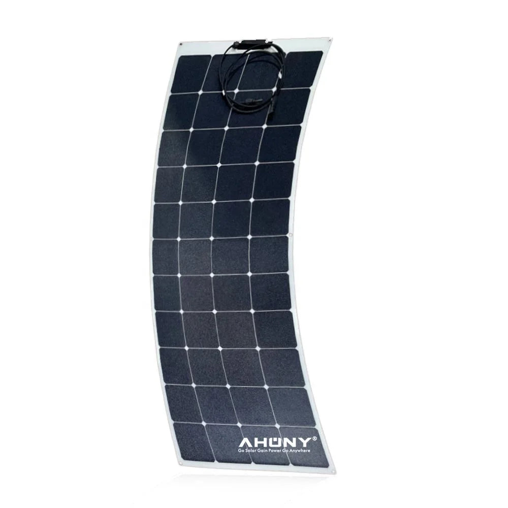 Custom 150W Thin Light Flexible Solar Panel Back Contact Bendable Sunpower Cell Camping RV Marine Outdoor Applications IBC IP65