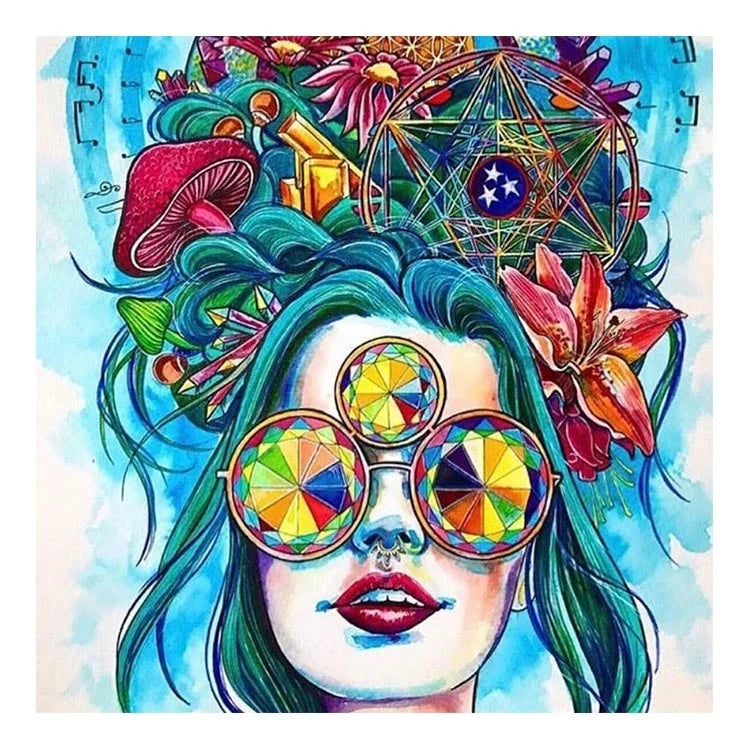 Ever Moment Diamond Painting Full Square Drill Girl Flower Mushroom Hair Music Hobby Art ASF2044