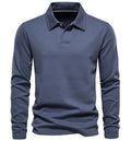 Latest Popular Casual Business Formal Attire Lapel Polos Versatile Buttons Custom Long Sleeve Men Polo T-shirt