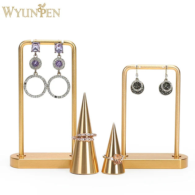 Wholesale New Design Gold Metal Earring Holder Jewelry Display Stand Set