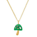 Wholesale Fashion 18k Gold Plated Stainless Steel Cute Mini Color Zircon Mushroom Pendant Necklace Earrings Women's Jewelry Set