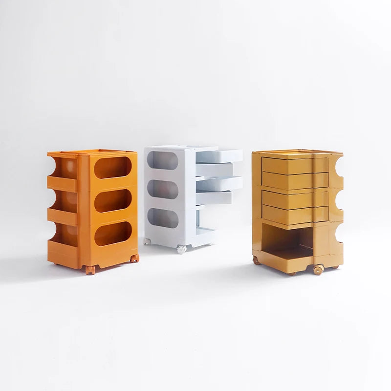 Nordic Famous Design Rectangle PP Plastic Muntifuncation Storage with Wheel Removable Color Options Cabinet Cart Nightsands