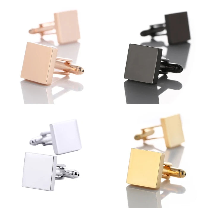 2pcs Cheap Wholesale DIY Custom Engraved Stainless Steel Blank Square Cufflinks Mirror Polish for Men Wedding Party Business