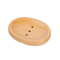 Natural Beech Wood Two-Piece Eco-Friendly Oval Soap Holder & Tray for Home Bathroom Use