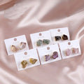 Natural Healing Crystal Earrings Light Luxury Delicate Amethyst Primitive Stone Stud Earring for Women Piercing Jewelry
