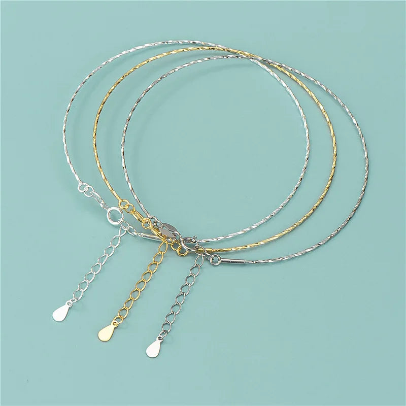 Twist Chain Half-finished Bangle Real 925 Sterling Silver Gold Plated Adjustable Bracelet Making Chain