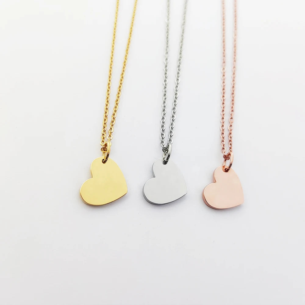 Simple Blank Love Heart Tags Charm Stainless Steels DIY Hearts Pendant Wholesale
