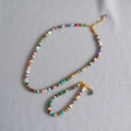 Bohemia Handmade Colorful Agate Brass Beaded Bracelet Necklace Set Daily Natural Stone Beads Necklace Jewelry Set for Women