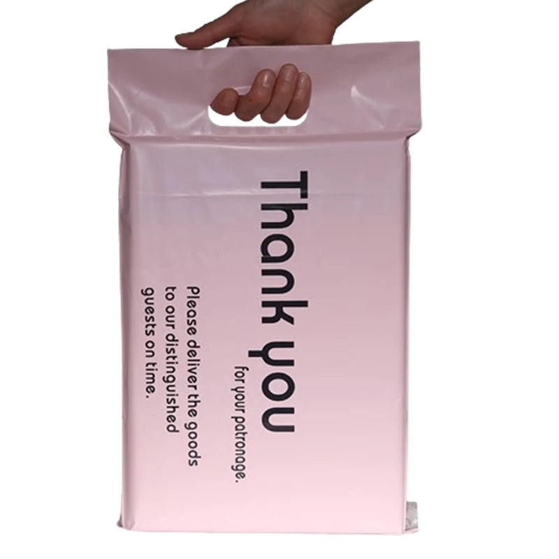 Custom Packaging Bag Wholesale Colored Plastic Envelopes Custom Print Poly Pink Mailers Thank You Mail Shipping Bag With Handle